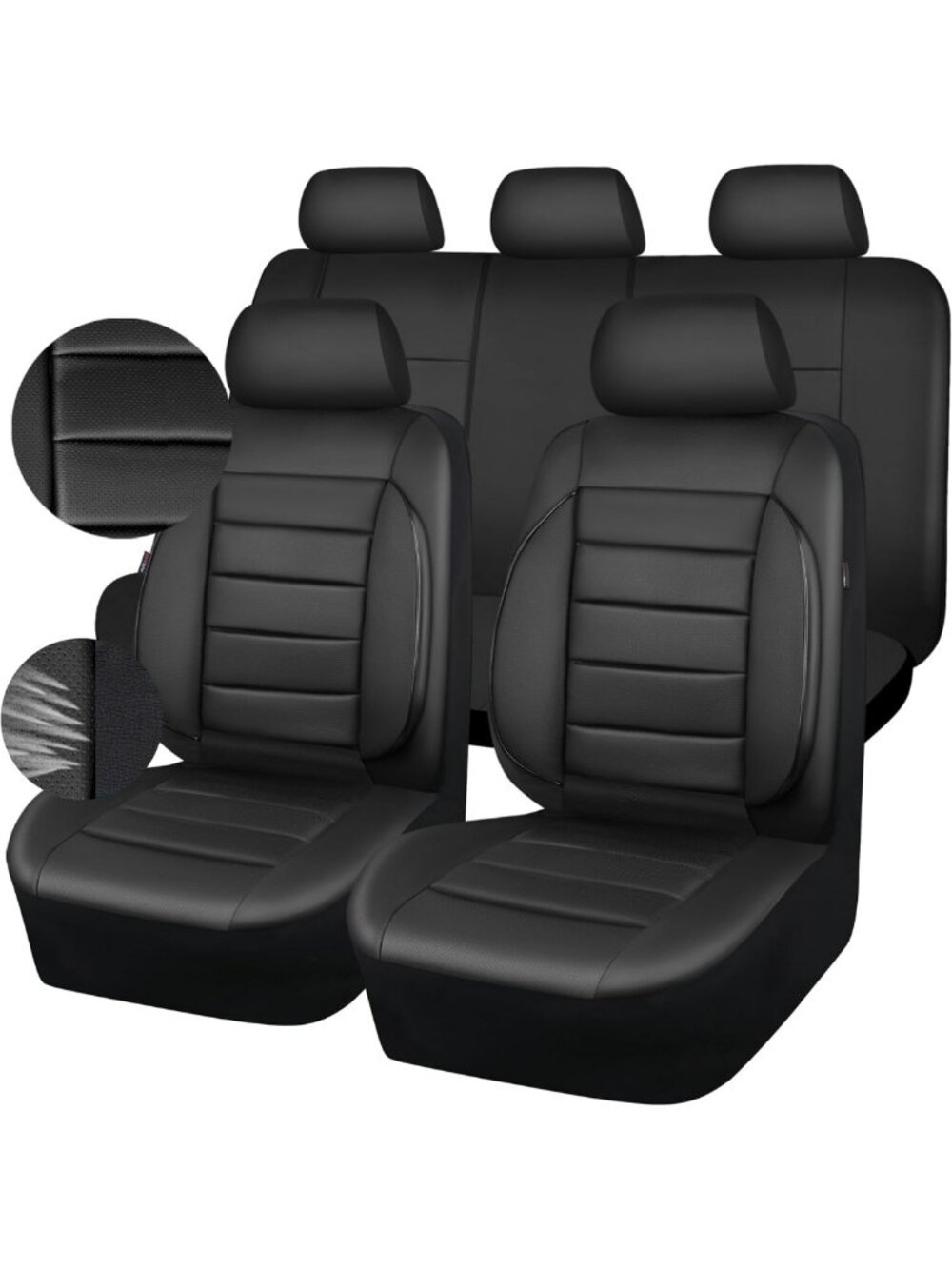 Luxury Leather Seat Covers Full Set - Water Resistant, 3D Foam Back Support, All